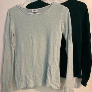 two sweaters from old navy forest green and light blue